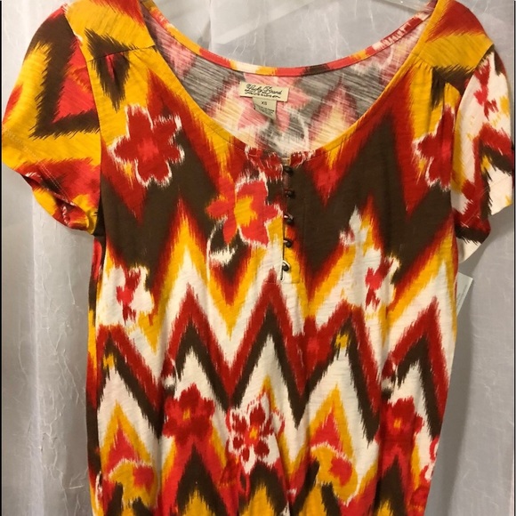 Lucky Brand Tops - Lucky Brand Orange Multi Print Short Sleeve Top